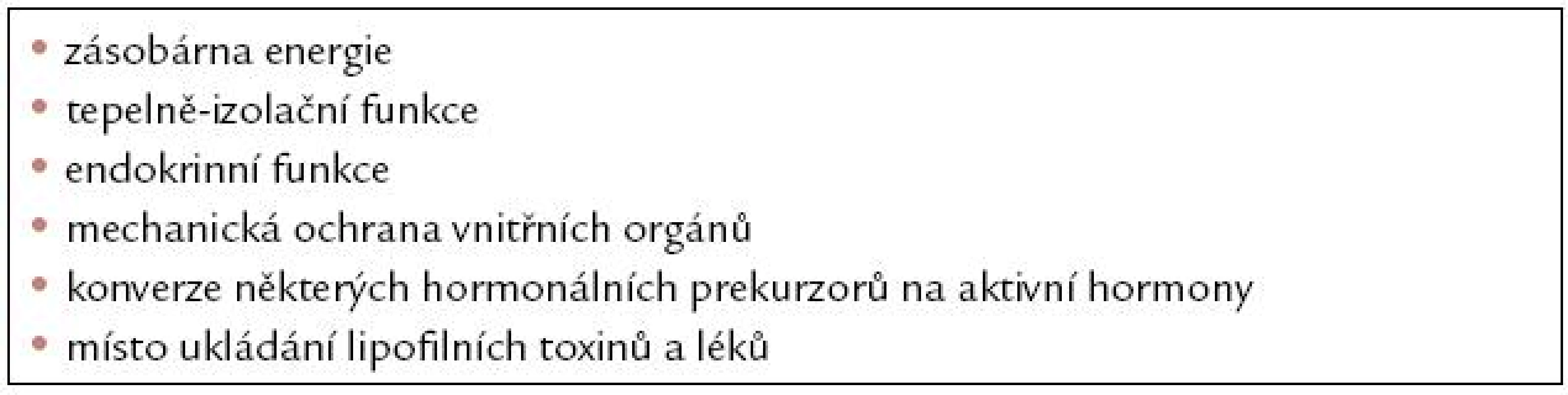 Funkce tukové tkáně v lidském organizmu.