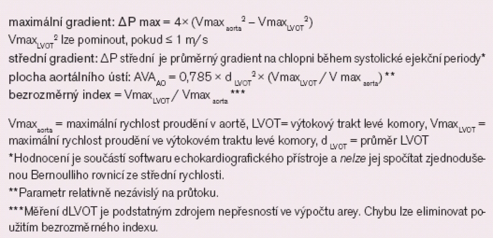 Kvantifikace aortální stenózy.