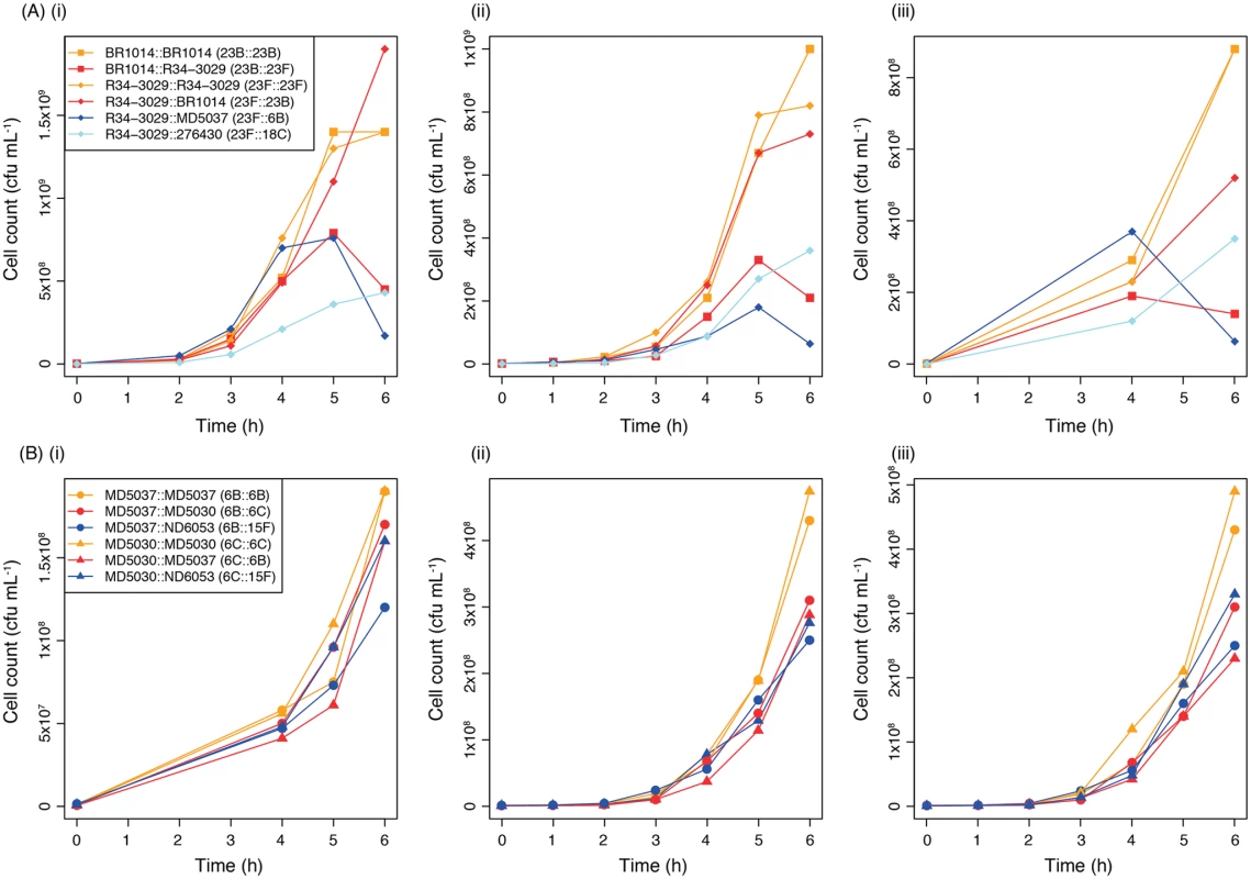 Growth curves comparing the fitness of genetic backgrounds expressing different serotypes.