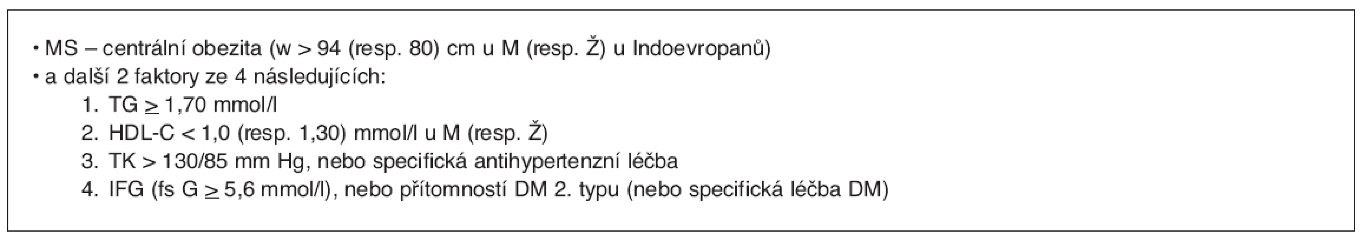 Definice metabolického syndromu podle IDF 2005
