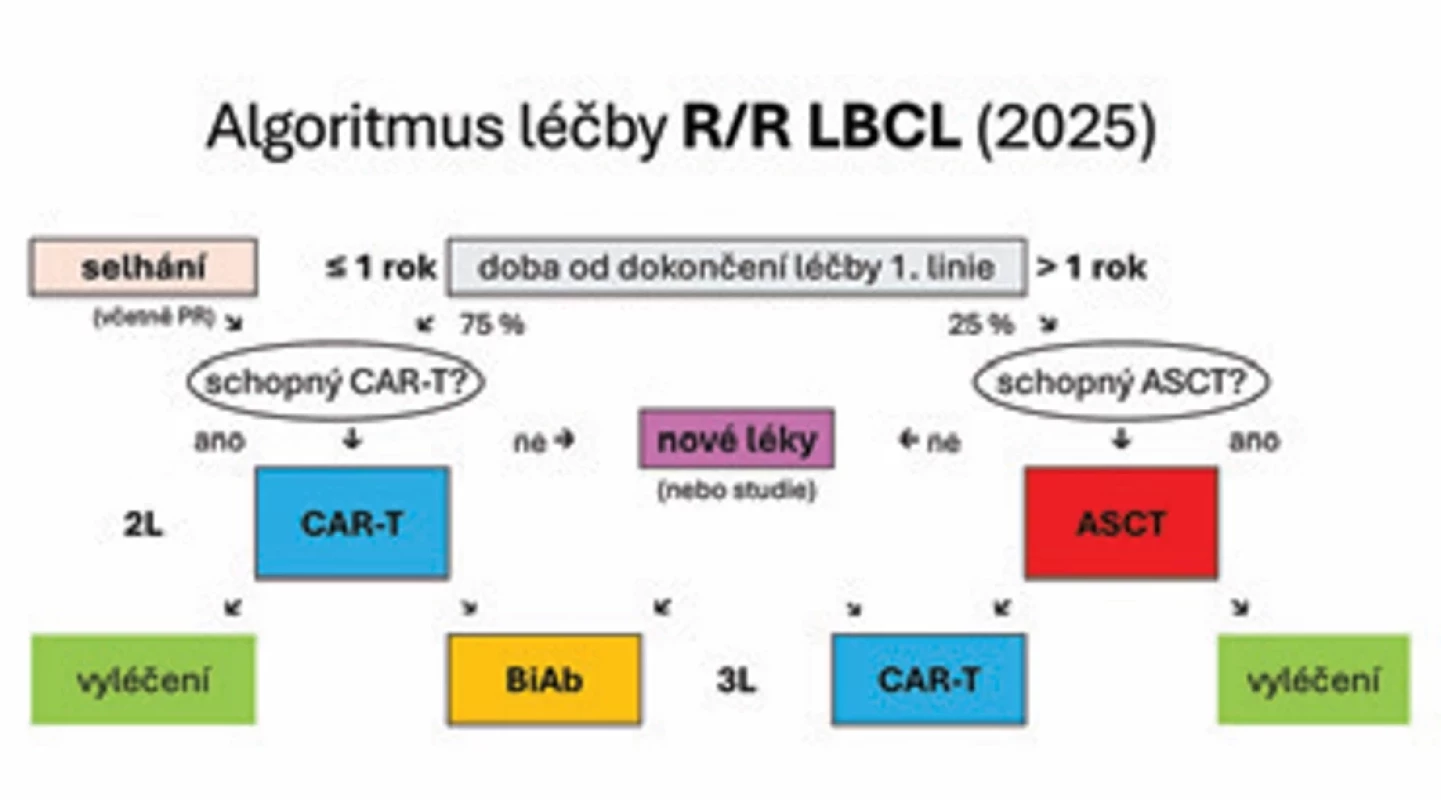 Rozhodovací mechanizmus při indikaci pacienta s LBCL k léčbě  CAR-T lymfocyty.