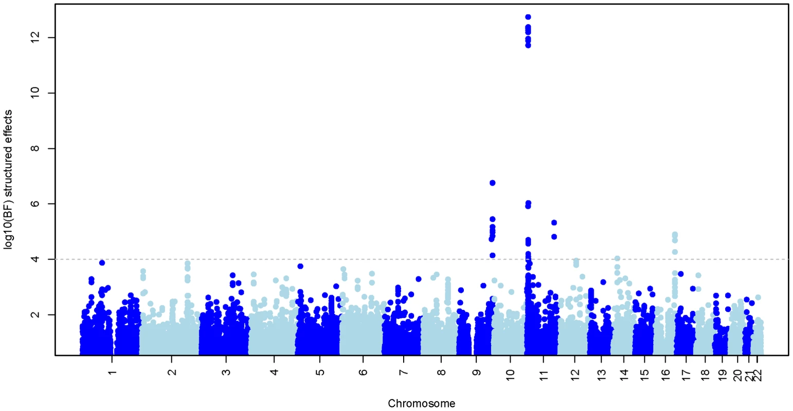 Evidence for association at approximately 1.3M autosomal SNPs.