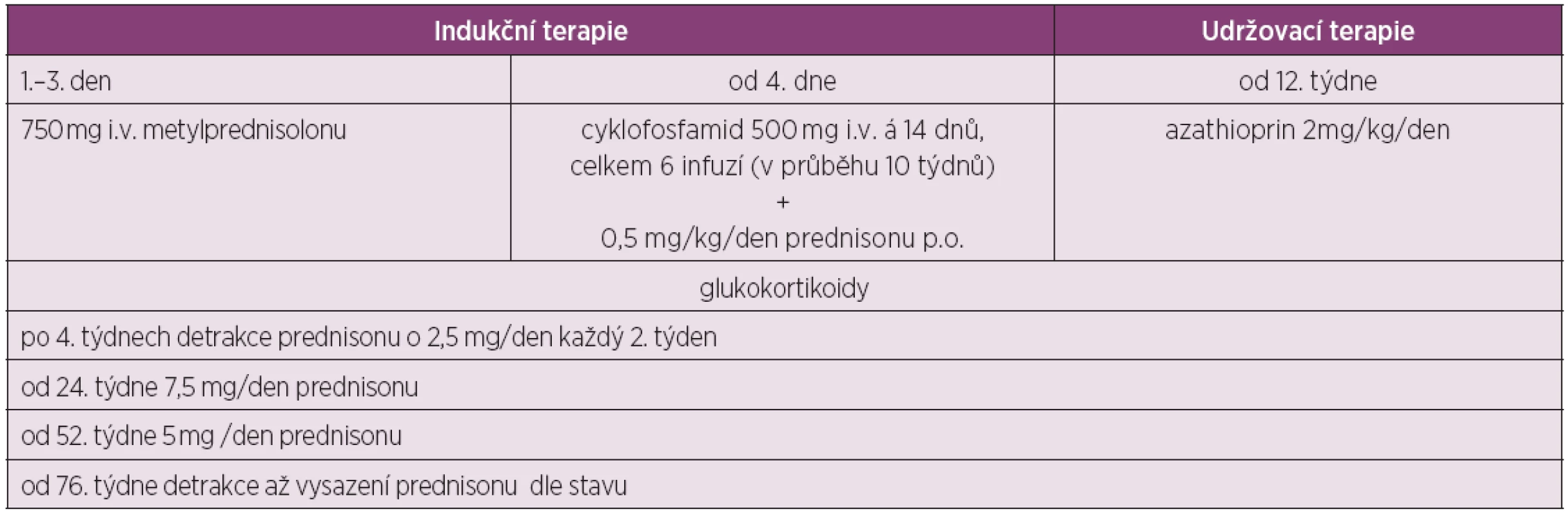Protokol Euro-Lupus terapie LN