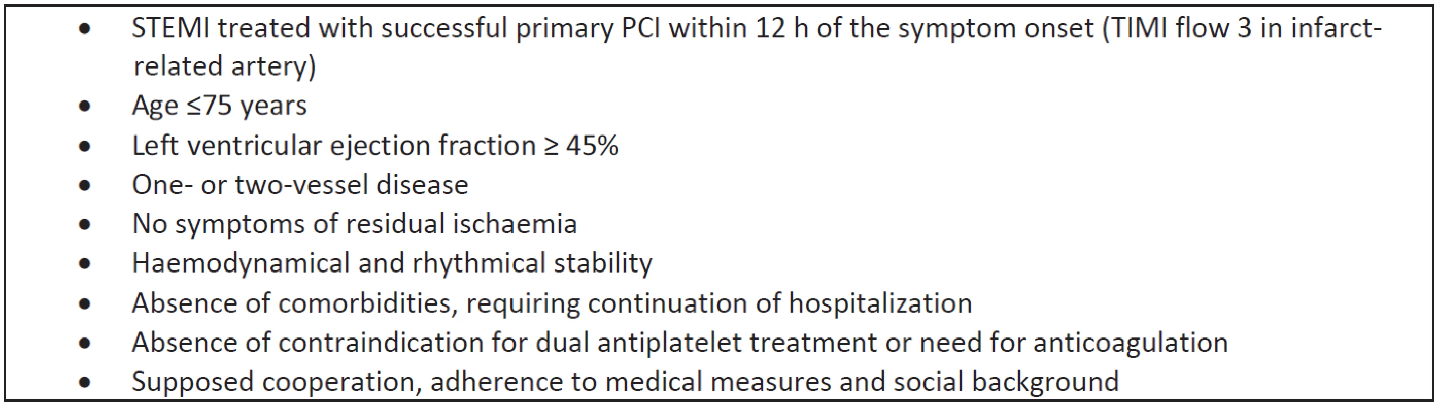 Inclusion criteria.