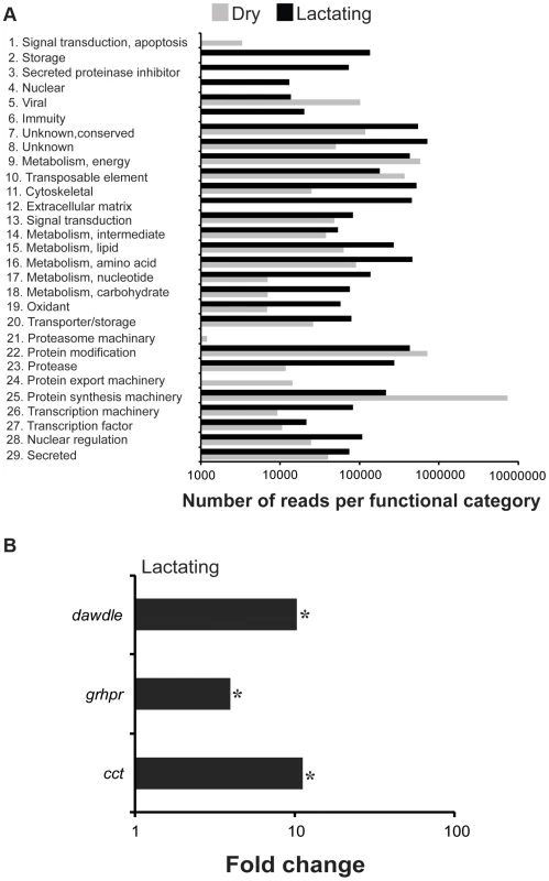 GO enrichment and genes identified following RNA-seq analysis after milk-specific gene removal.