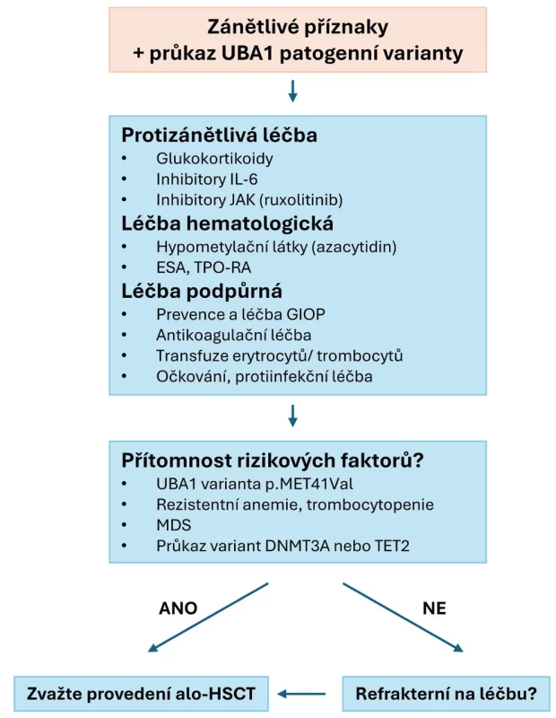 Zjednodušený terapeutický algoritmus syndromu VEXAS (dle 37)