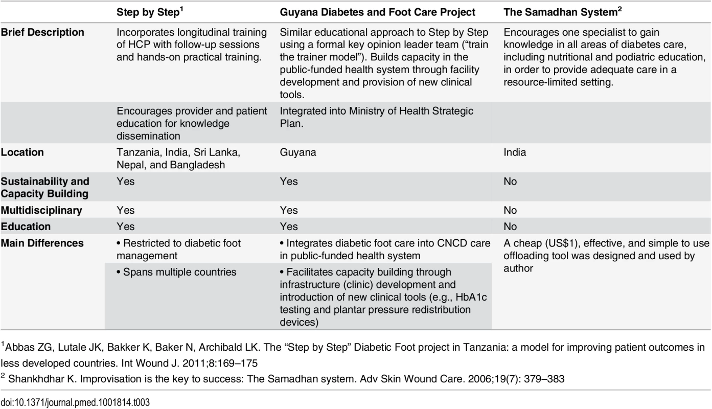 Comparison of Foot Care Projects.