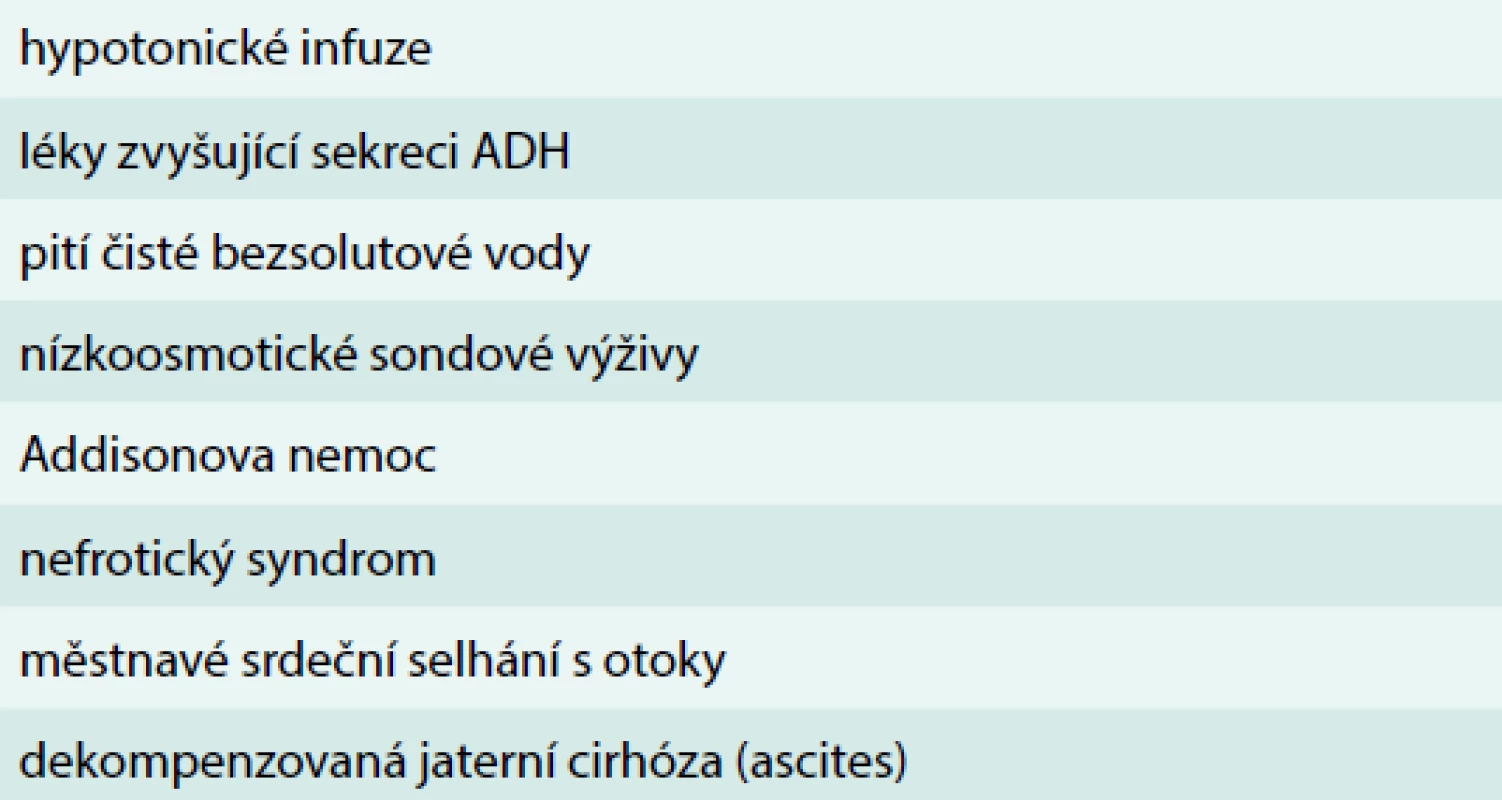 Obvyklé příčiny hyponatremie ve stáří