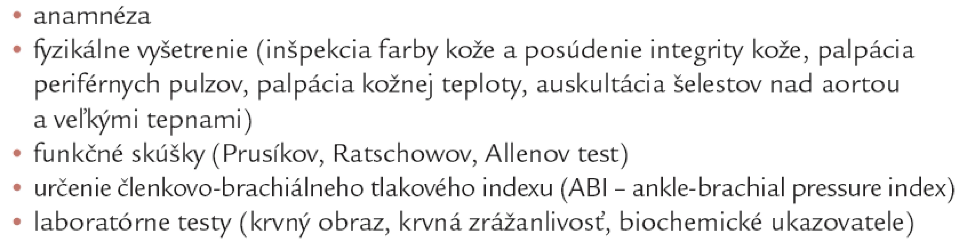 Základné diagnostické metódy PAO.