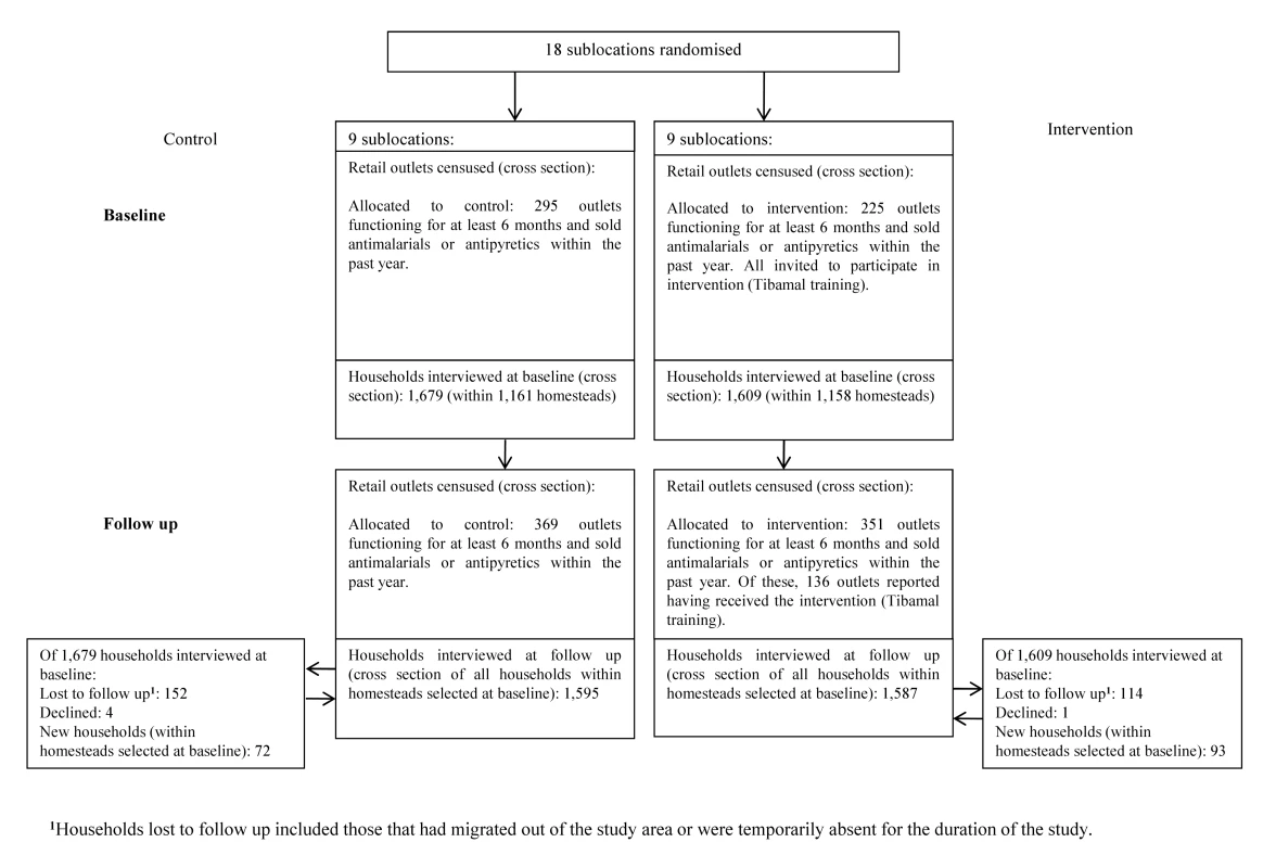 Flow diagram showing households and retail outlets sampled and interviewed.