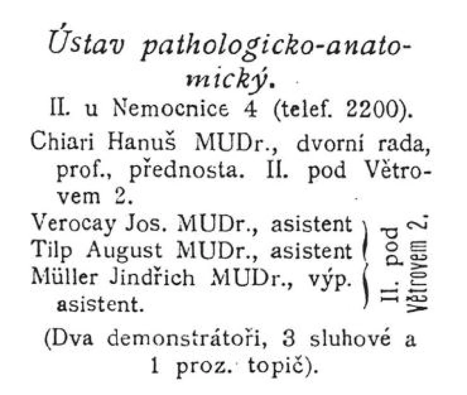 Personál patologickoanatomického ústavu v pražském adresáři, stav z roku 1906 (19)