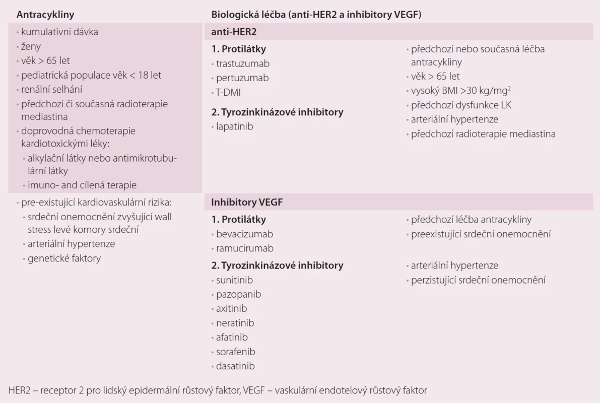 Rizikové faktory kardiotoxicity.