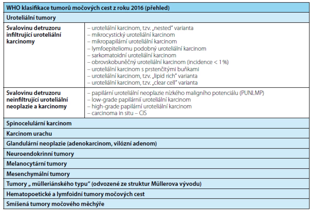 WHO klasifikace tumorů horních a dolních močových cest (zkrácená verze)
Fig. 3. WHO classification of tumor of upper and lower urinary tract system (shortened version)