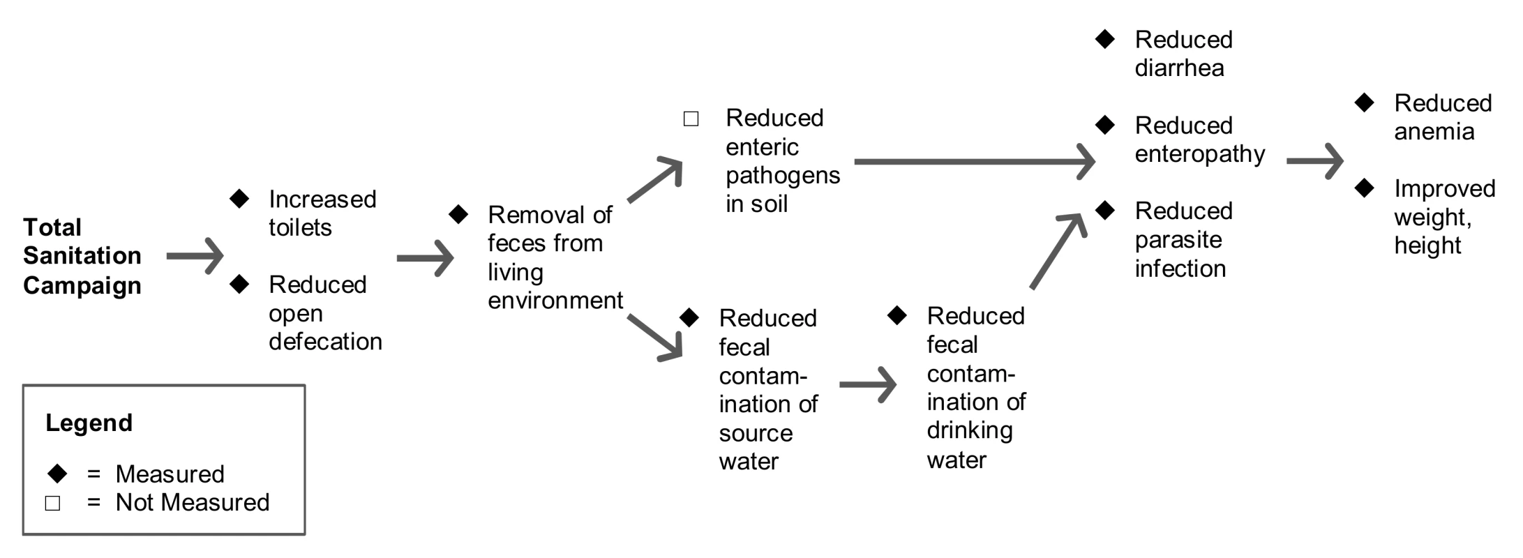Hypothesized causal pathways for intervention impact and measurements.