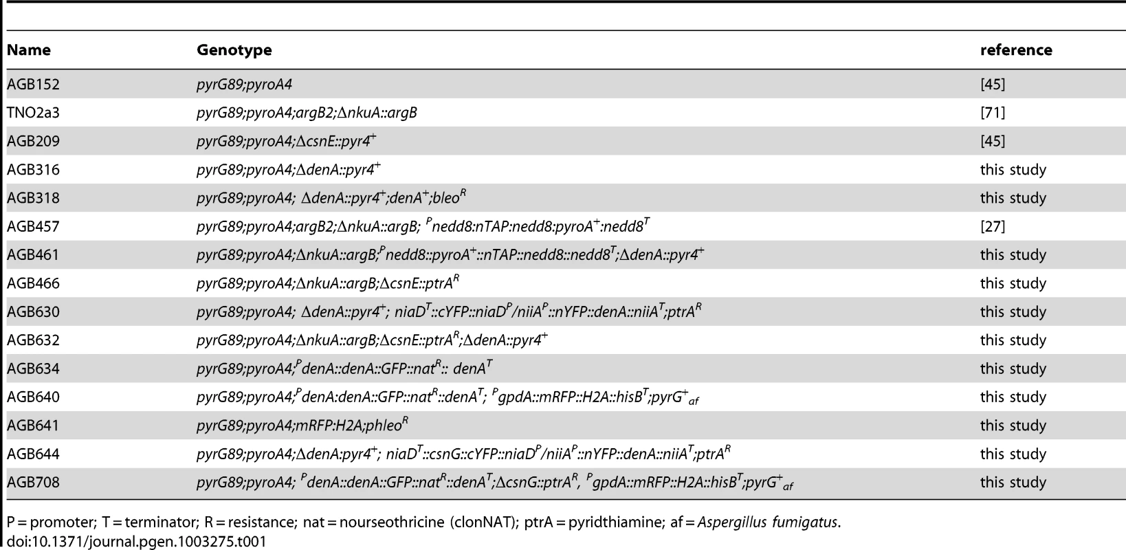 <i>A. nidulans</i> strains used in this study.