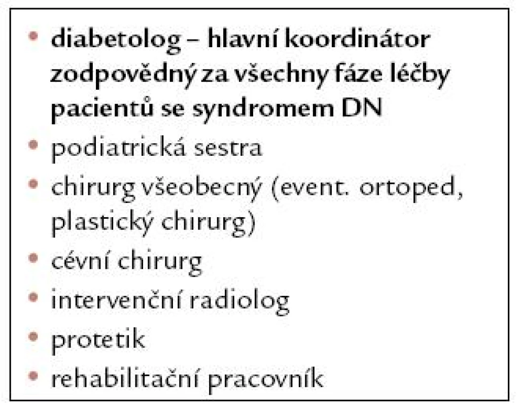 Tým pečující o pacienta se syndromem diabetické nohy.
