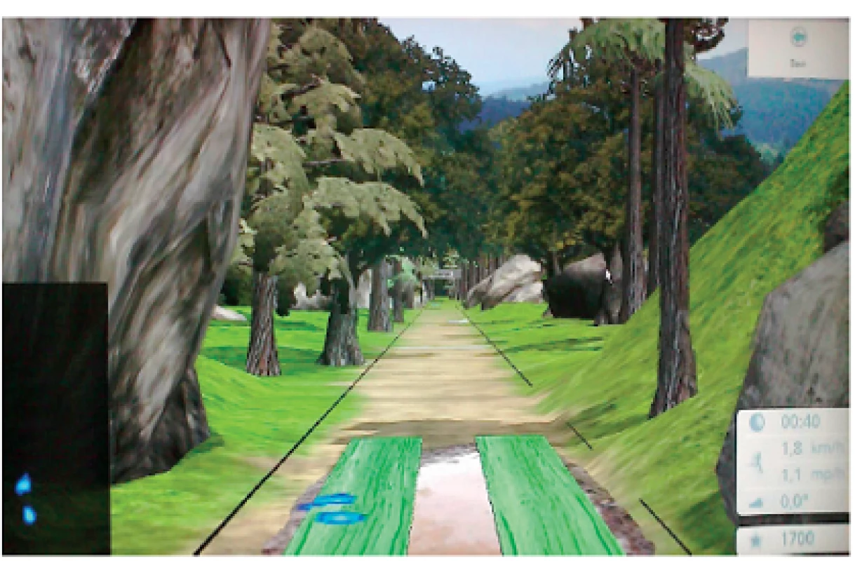 Promítaná virtuální krajina v programu Forest Walk.