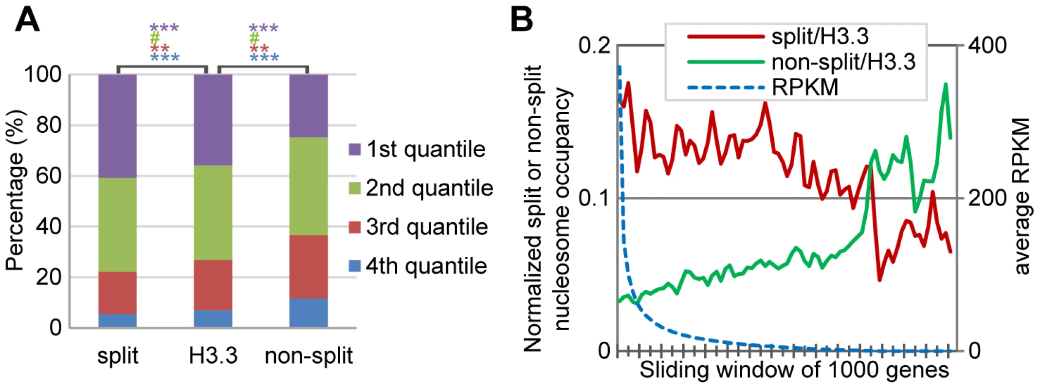 H3.3 nucleosome splitting events are better markers for active transcription than H3.3 nucleosome occupancy.