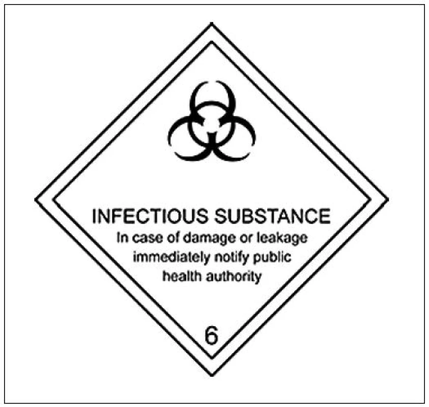 Značka infekční substance kategorie A
Fig. 1. Hazard label for Category A infectious substances