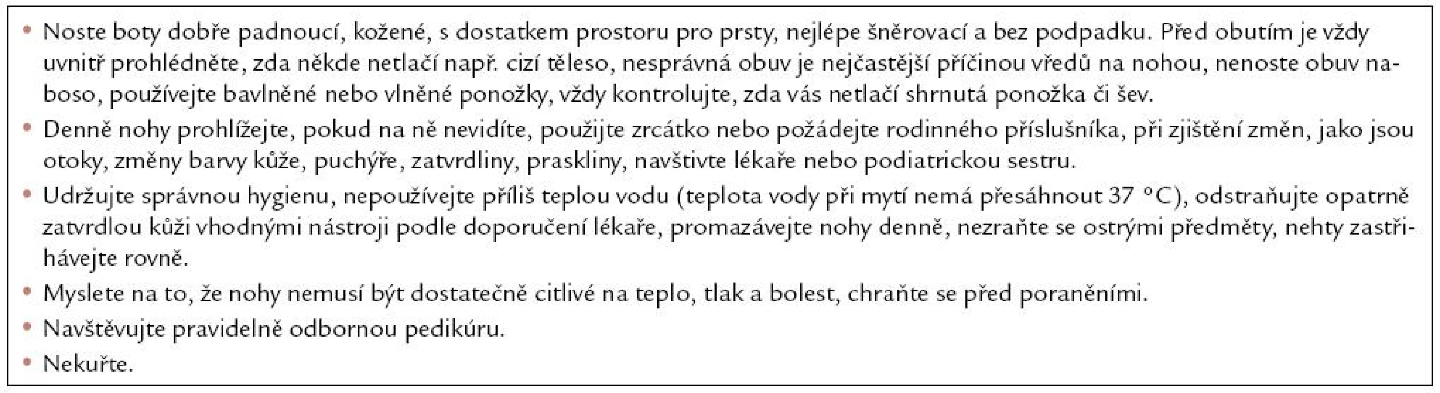 Základní edukace diabetika týkající se DKK.