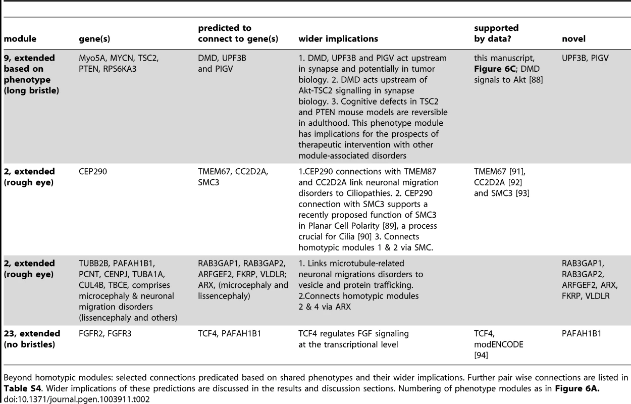 Predicted connections and wider implications.