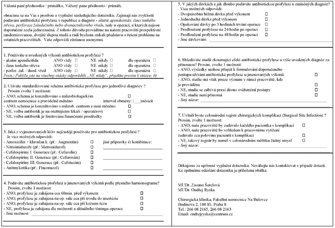 Dotazník ankety
Fig. 1. Survey questionnaire