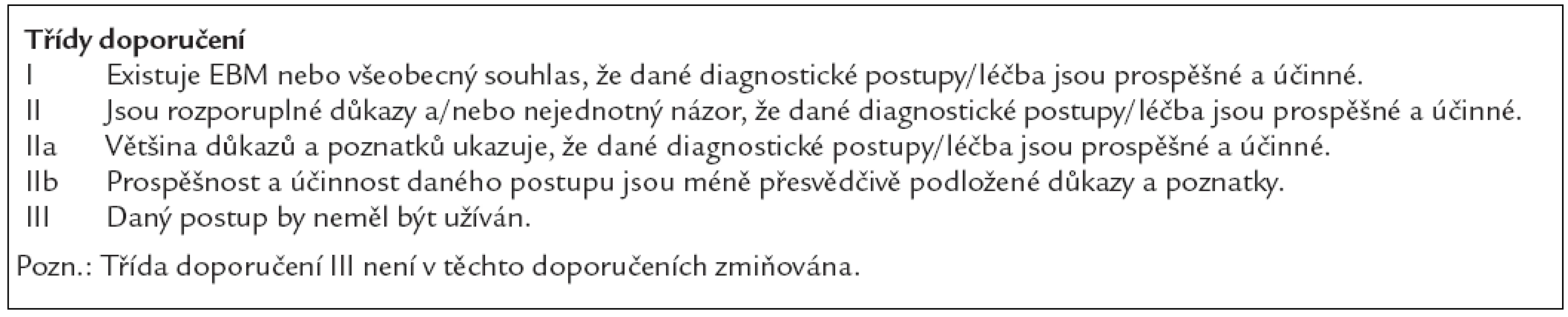 Třídy doporučení.