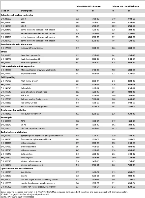 The <i>E. histolytica</i> HM1: IMSS ubiquitous gene expression profile.