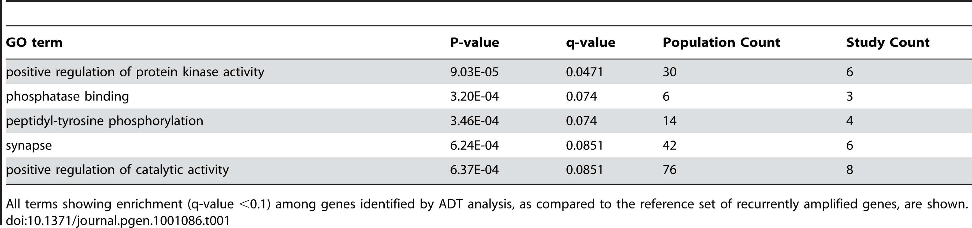 Gene ontology analysis results.
