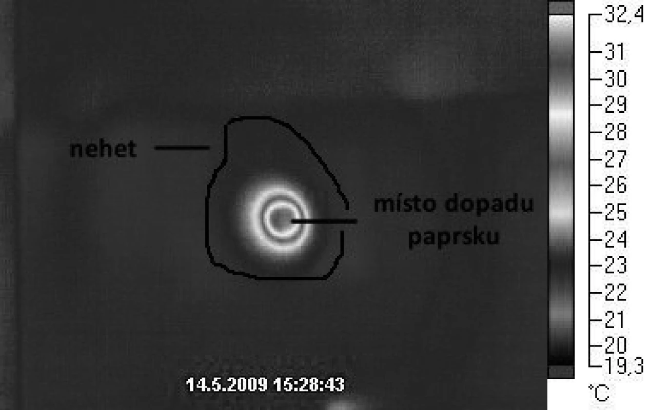 Rozložení tepla po ozáření laserem