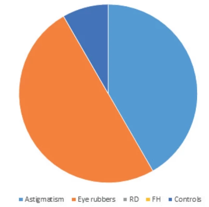Graphical distribution of the number of cases of clinical keratoconus according to BAD/D