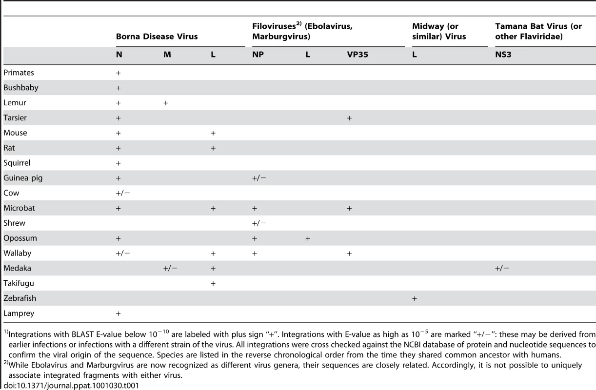 Sequences derived from single strand RNA viral genes, which are integrated in mammalian genomes.<em class="ref">1)</em>