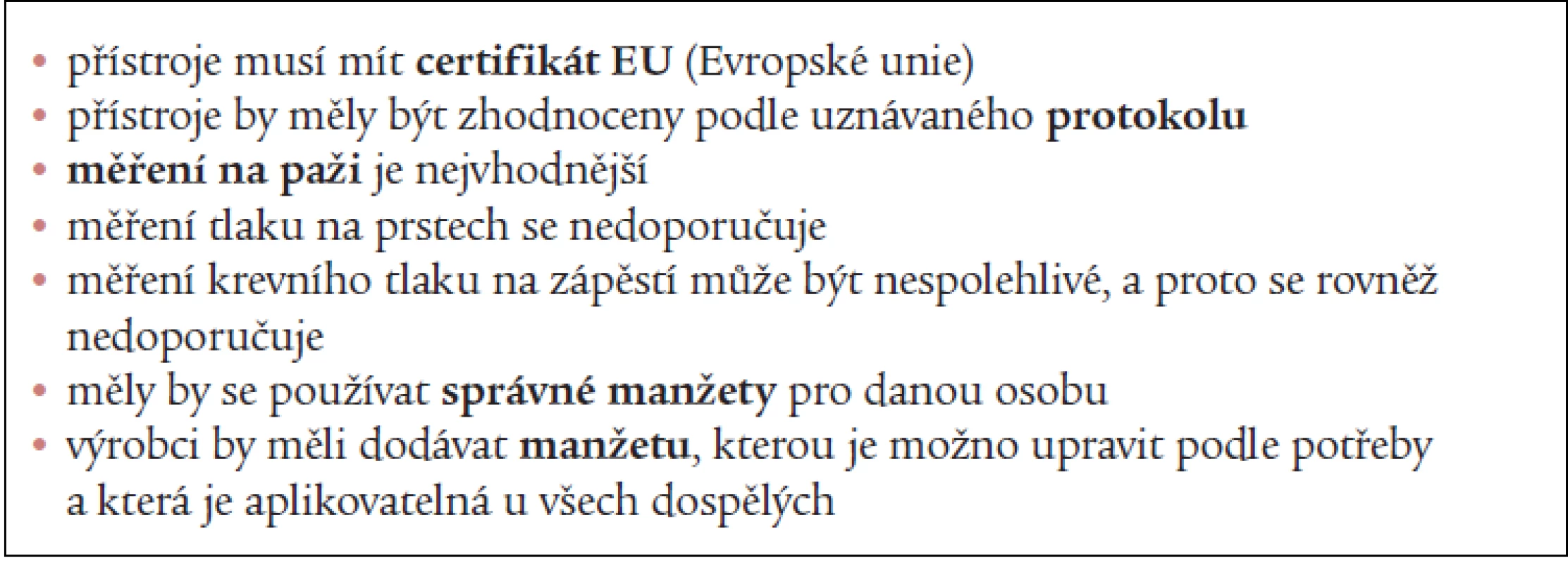Požadavky na validitu přístrojů.