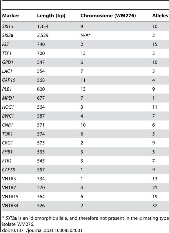 Markers used in this study.