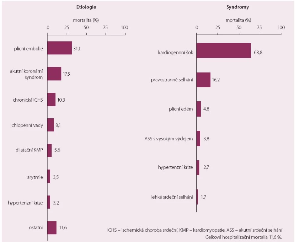 Hospitalizační mortalita podle etiologie a syndromů.