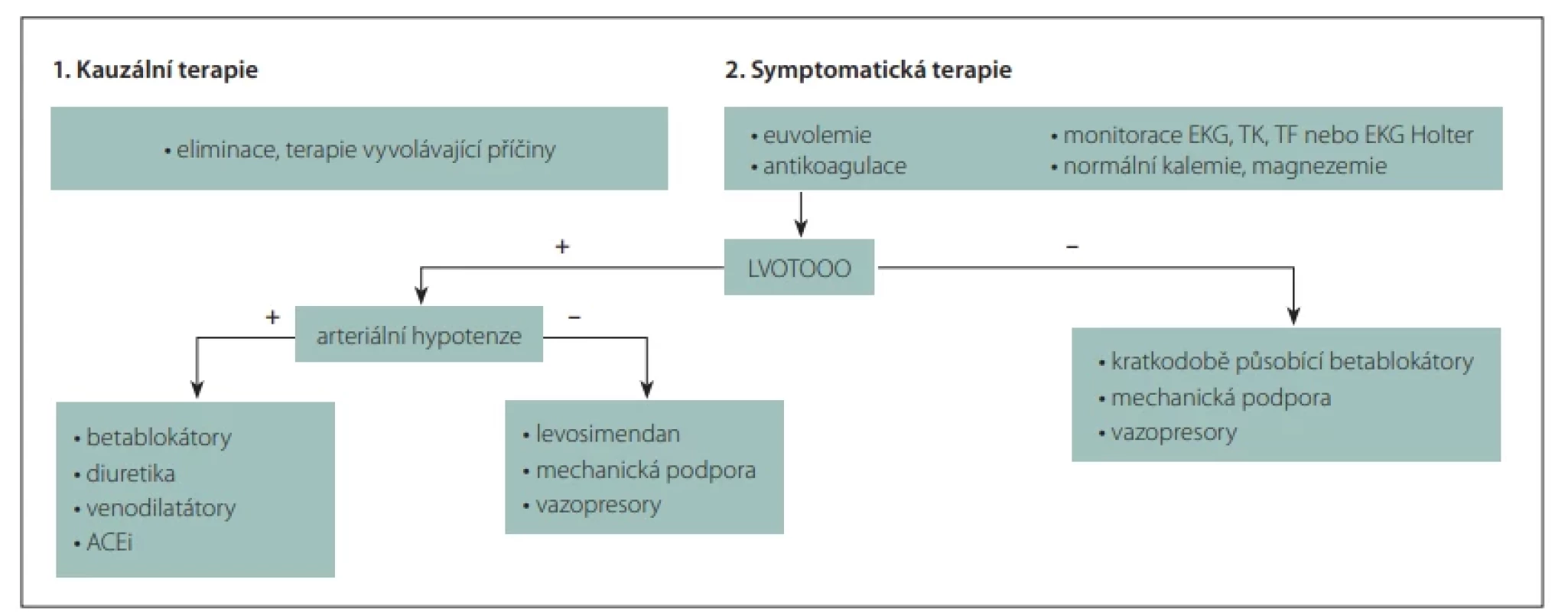 Terapie stresové kardiomyopatie [16].