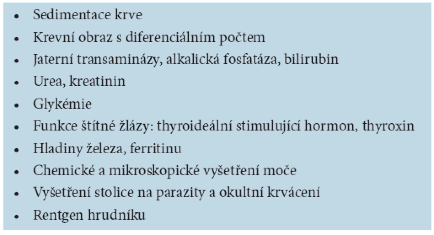 Základní laboratorní vyšetření u generalizovaného chronického pruritu