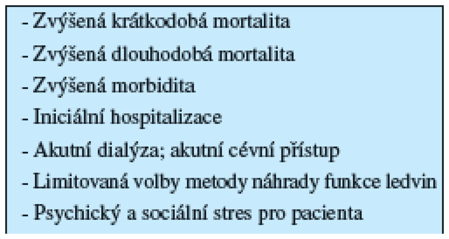 Důsledky pozdního odeslání („late referral“) k nefrologickému sledování