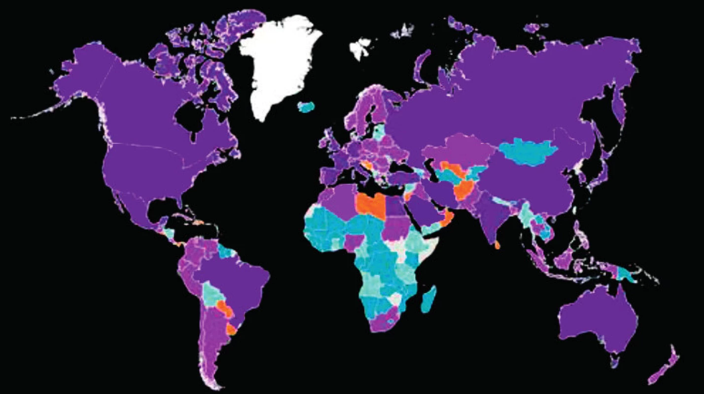 Celkové roční výdaje na zdravotní péči související s diabetem (20–79 let, 2015, v dolarech)
Zdroj: <sup>©</sup> International Diabetes Federation, dostupné na webu www.diabetesatlas.org
