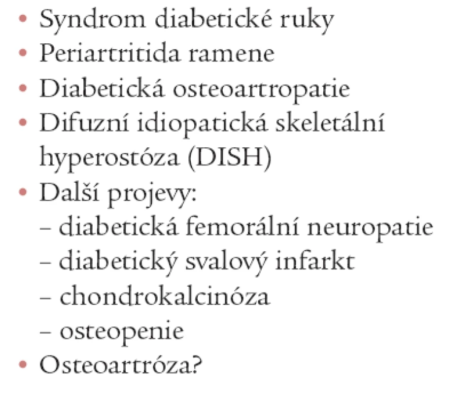 Muskuloskeletální projevy u diabetes mellitus.