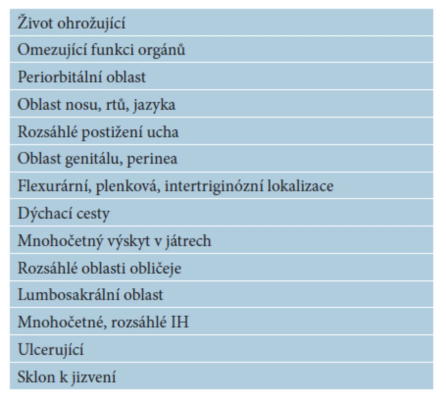 IH doporučené k celkové terapii
