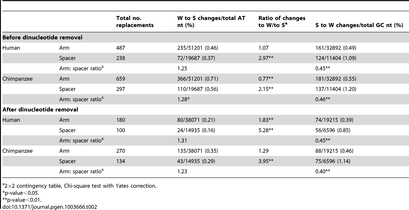 Patterns of P6 nucleotide replacements in the human and chimpanzee lineages.