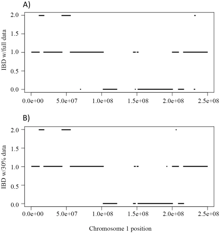The IBD sharing and genotype accuracy of Illumina HiSeq sequencing data on chromosome 1 in a Nuc6 subpedigree from the CEPH 1463.