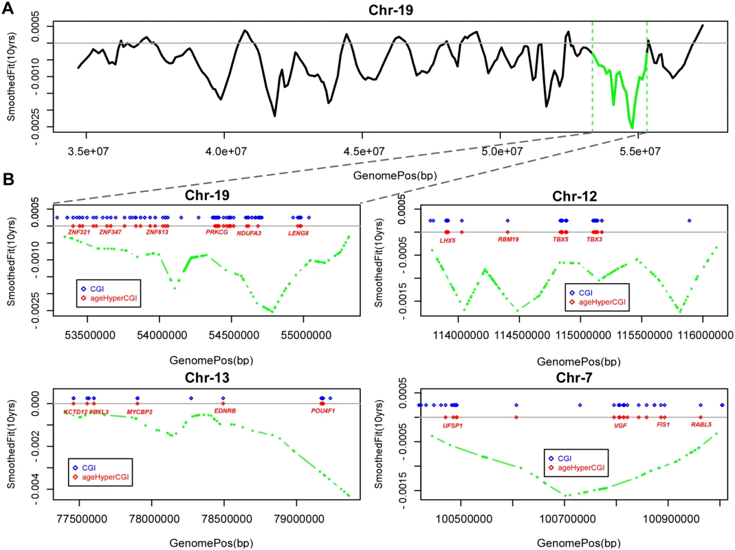 Age-associated hypomethylated blocks enriched for hypermethylated CGIs.