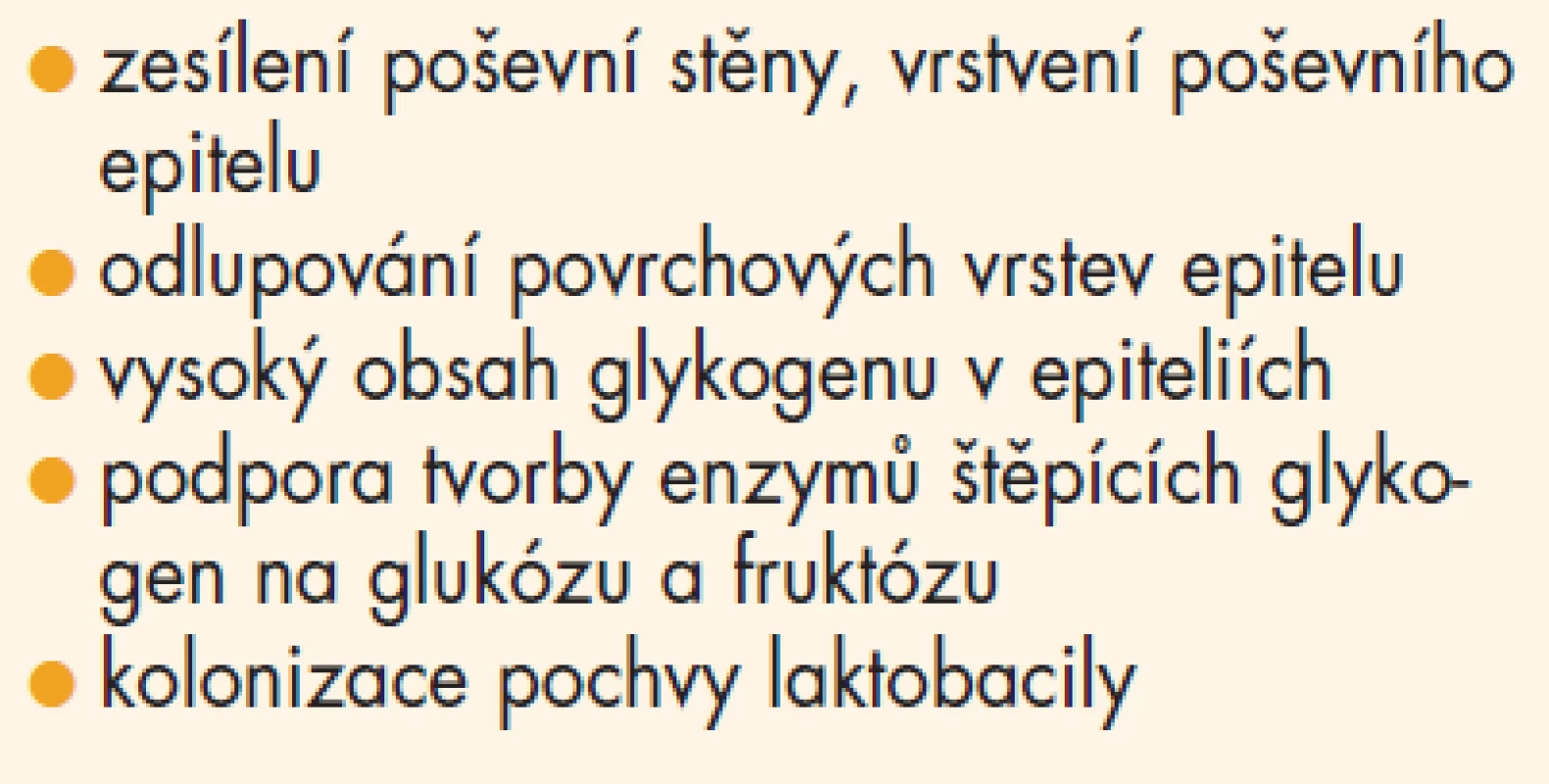 Aktivity estrogenů v pochvě.