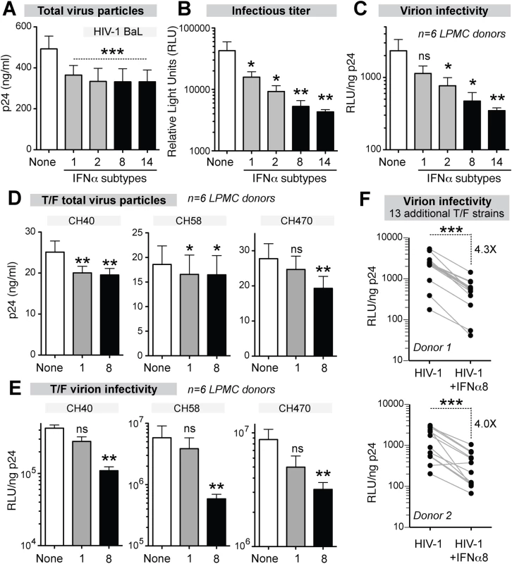 Potent IFNα subtypes inhibit HIV-1 virion infectivity.