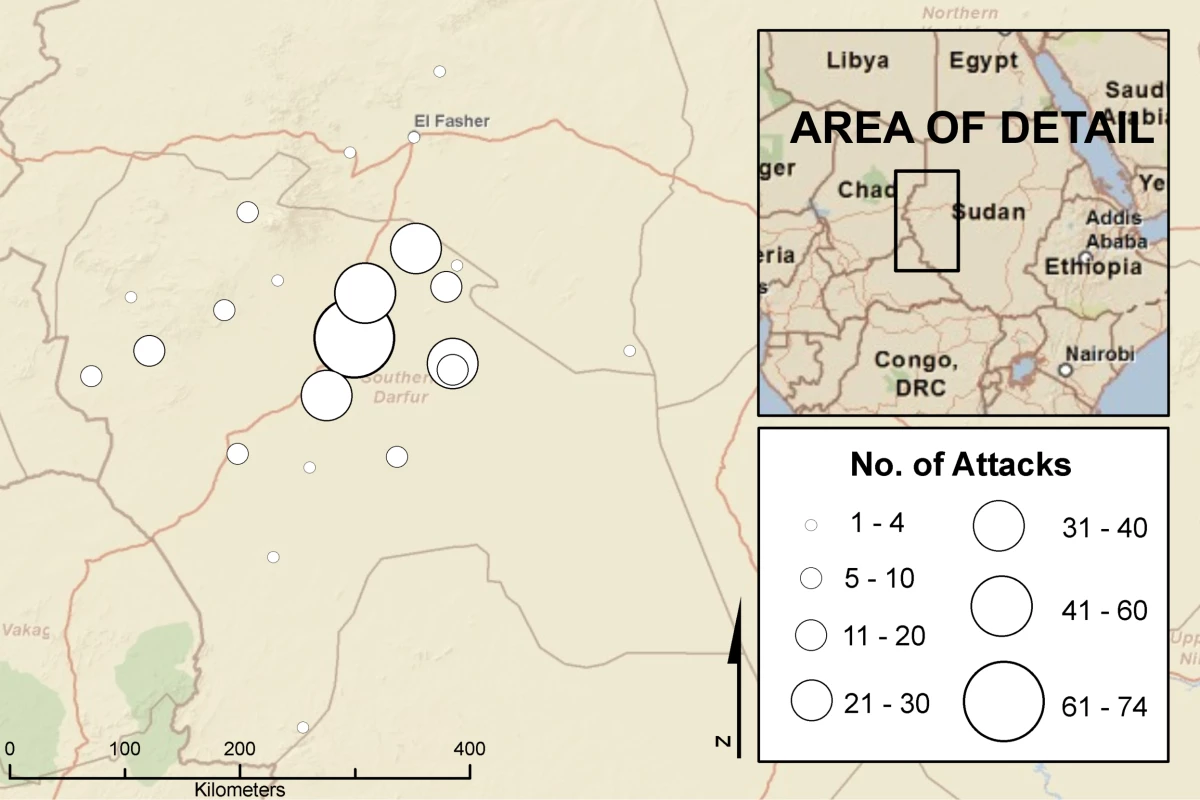 Geographic pattern of attacks reported by patients, 2002–2006.