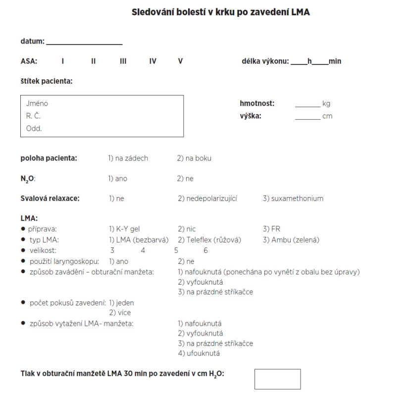 Dotazník pro anesteziology