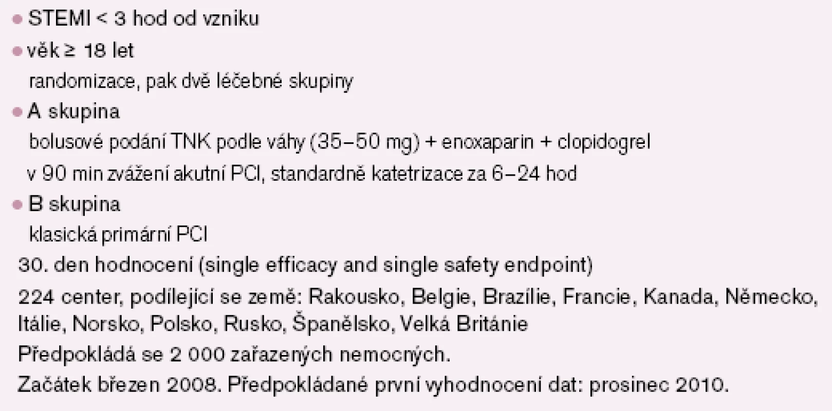 Schéma studie STREAM (Strategic Reperfusion Early After Myocardial Infarction) [33].