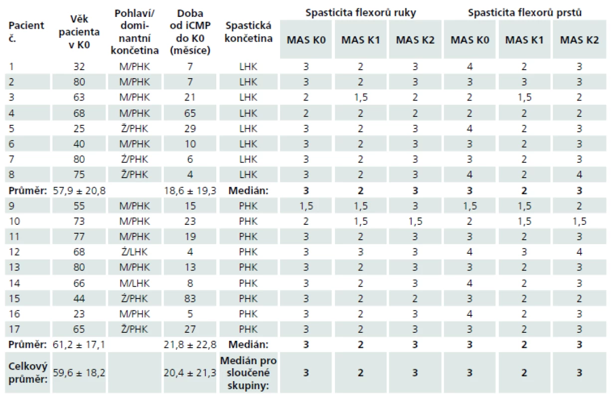 Demografická a klinická data pacientů.